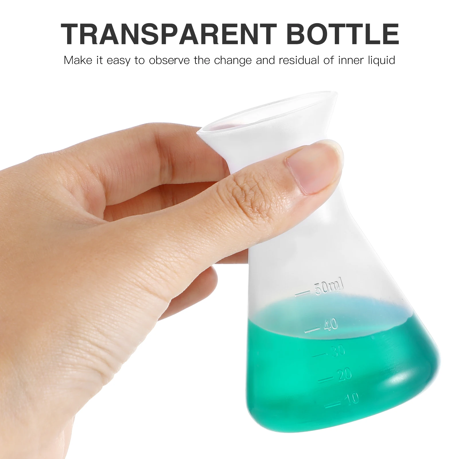 5-teilige Kunststoff-Erlenmeyerkolben-Messflasche für Laborexperimente, Chemie, Bildung, wissenschaftliches Forschungswerkzeug