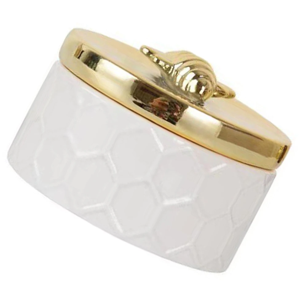 

Ceramic Jewelry Box Bee Lid Design Organizer Container Trinket Storage Holder Multipurpose Use Living Space Jewelry Holder