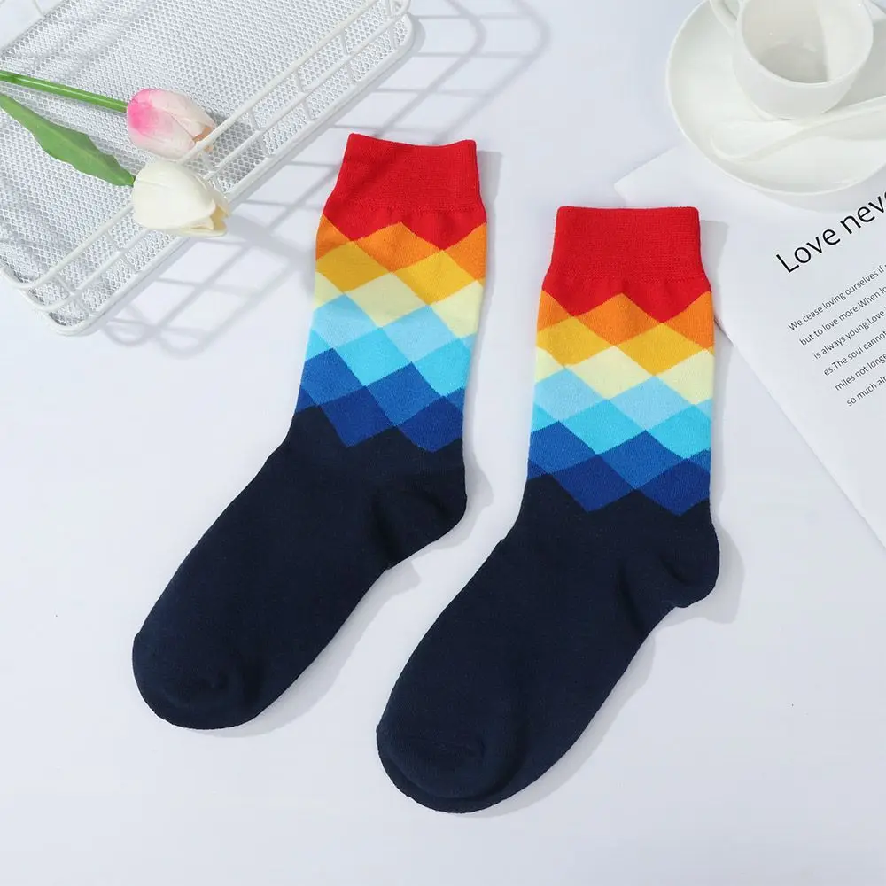 Warm Funny Colorful Men's Socks Winter Socks Argyle Filled Optic Combed Cotton