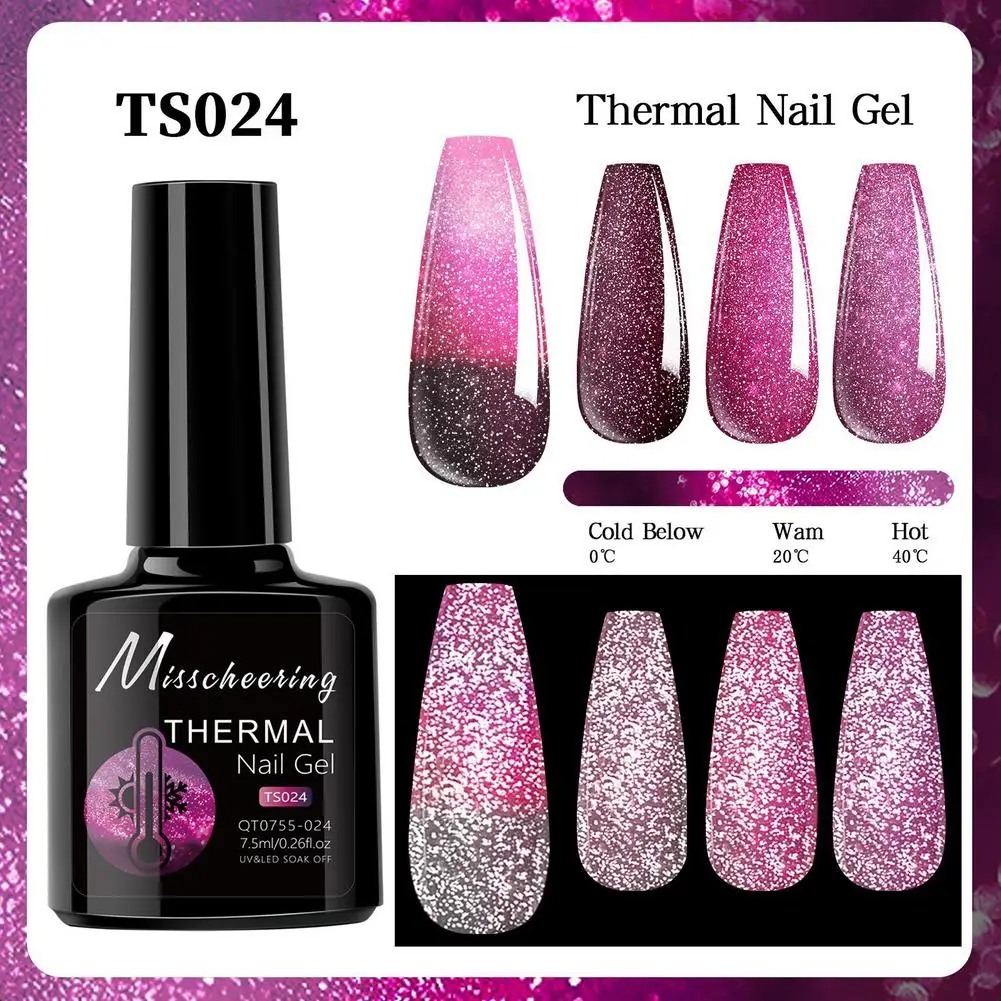 7.5ml Temperature Color Changing Gel Nail Polish - Thermal Mood Gel, Soak Off UV LED Gel Polish for DIY & Salon Nail Art