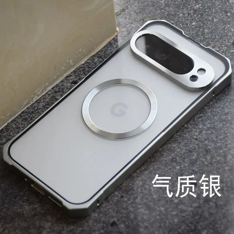 

For Google Pixel 9 Pro XL Case Stylish And Simple Aluminum Frame Glass Magnetic Drop-proof Cover For Google Pixel9 Pro XL Funda