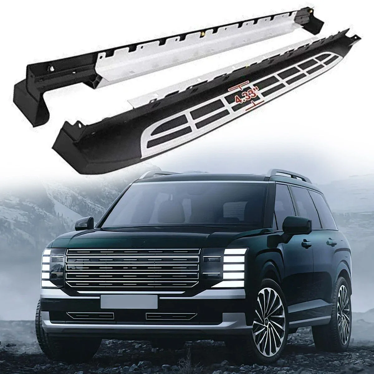 

2 шт. подножки для бега, боковая ступенька, подходит для Hyundai Palisade 2026 Nerf Bar, нескользящие ступеньки, сделайте каждый вход/выход, бриз