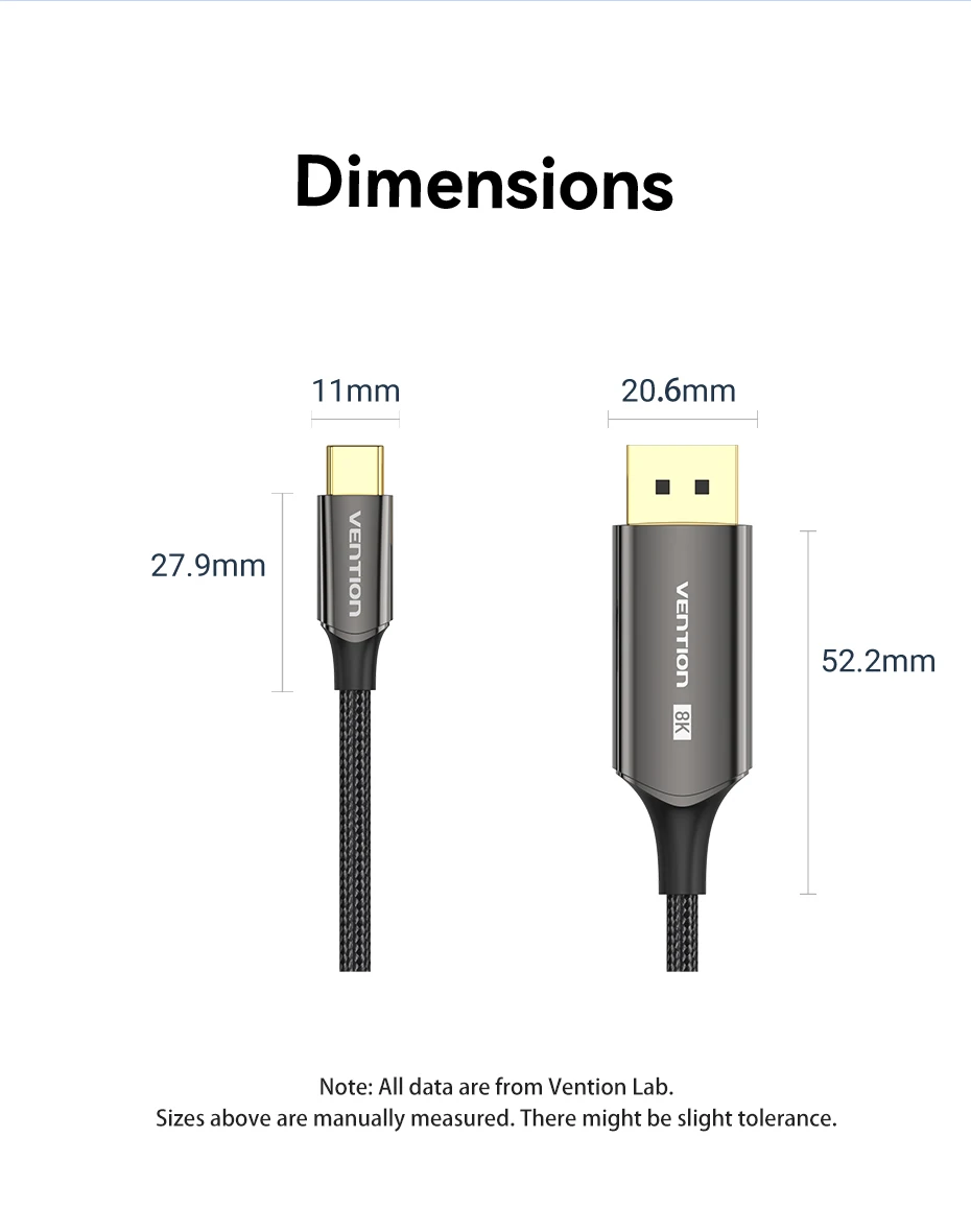 Vention USB C auf DP Kabel USB Typ C auf 8K 60Hz DisplayPort Bi-Directionalkabel für iPhone Tablet PC Monitor HDCP HDR DP Kabel – Detail 13