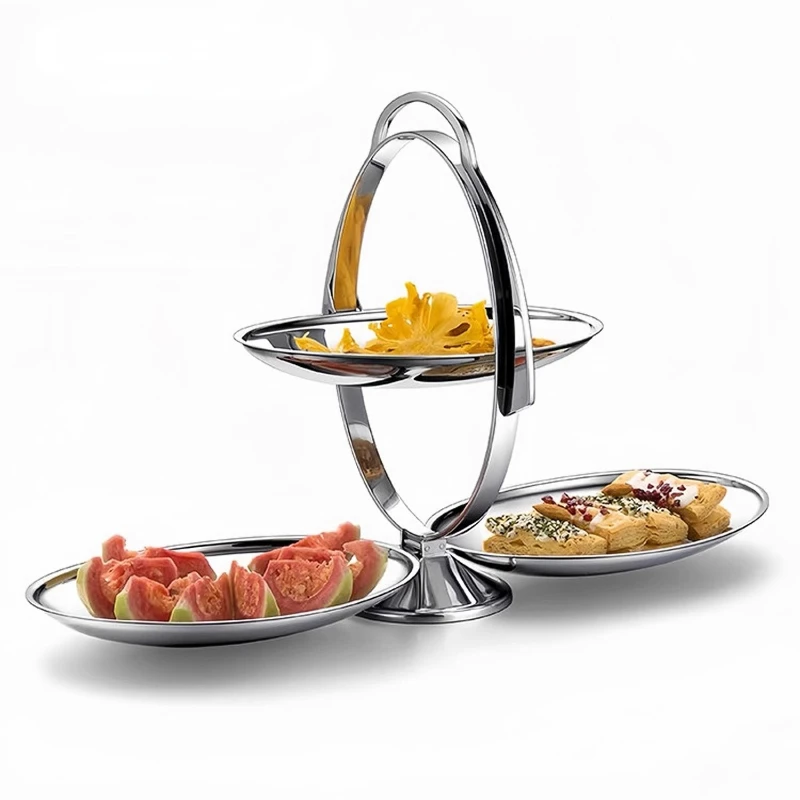 Folding fruit plate cake rack light luxury fruit plate hotel dessert rack afternoon tea folding plate