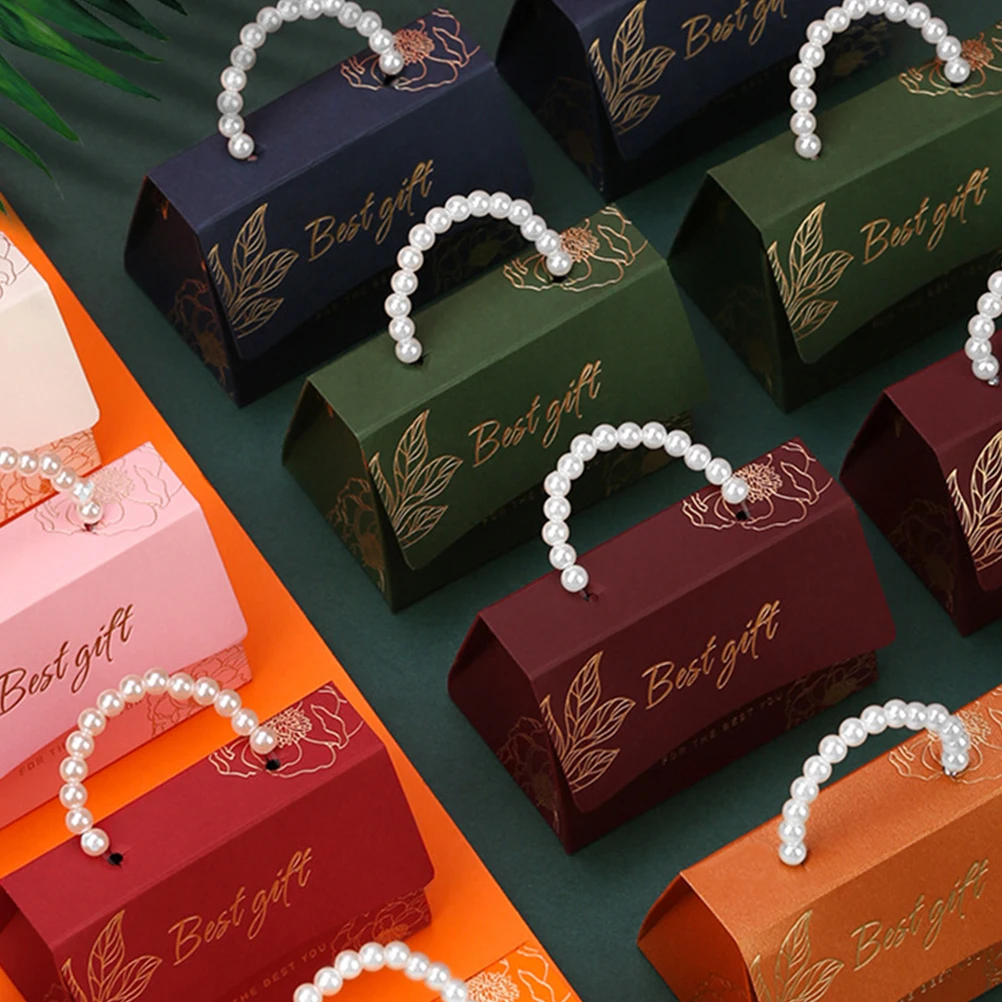 

6 Pcs Boxes Wedding Bridal Shower Birthday Banquet Anniversary Red Foldable Packing Boxes Paper Plastic Packaging Box