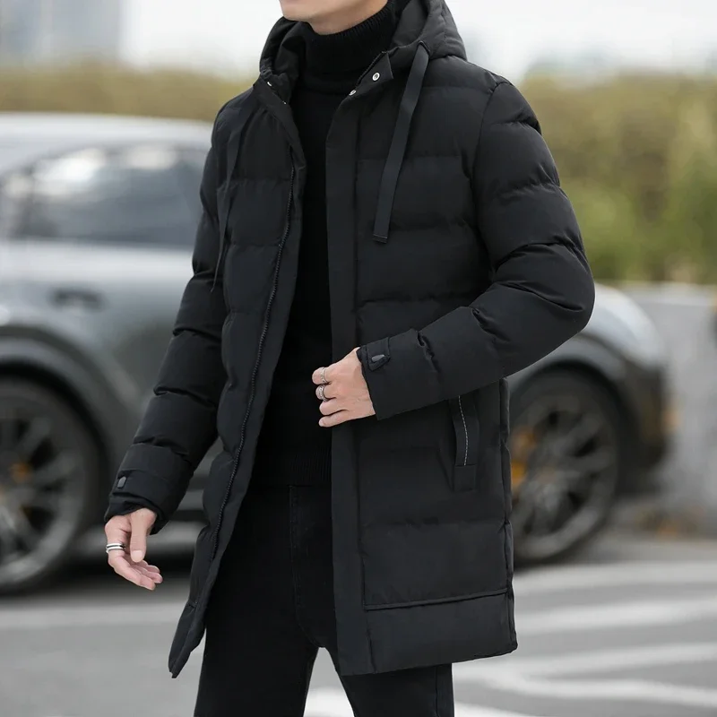 

Winter Mens Jackets Men Hooded Casual Long Down Jackets Thicker Warm Parkas New Male Outwear Winter Coats Slim Fit Jackets Size