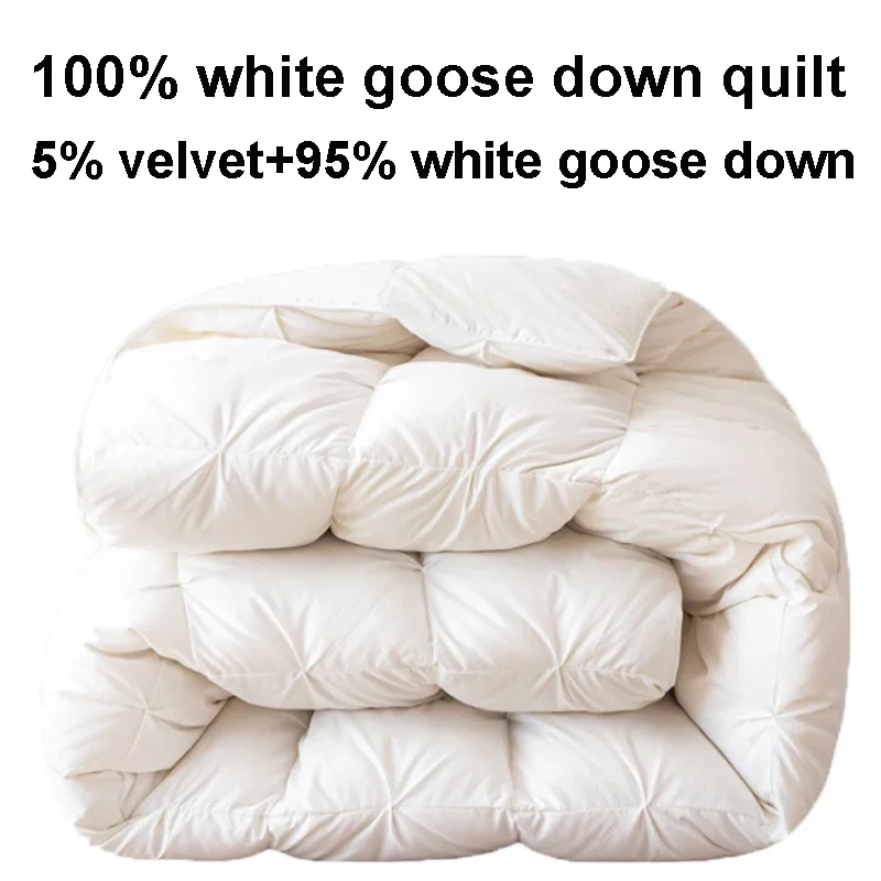 100% Goose Down Comforter Thicken Duvets Luxury Bedding Set For Winter Queen Size Heavy Down Quilt Warm 1.5*2/1.8*2.2/2*2.3m