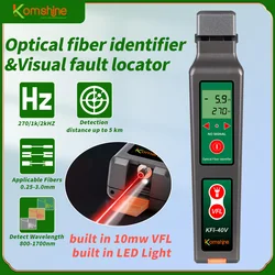 Komshine FTTH Live Fiber Optical Identifier, KFI-40V com Display LED, 10MW VFL, Identificando Direção, Break Checker