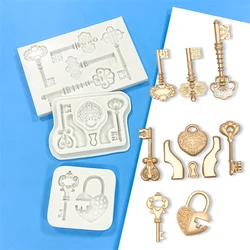 Home key lock button decoration silicone mold European love lock magic key creative decoration DIY chocolate candy mold