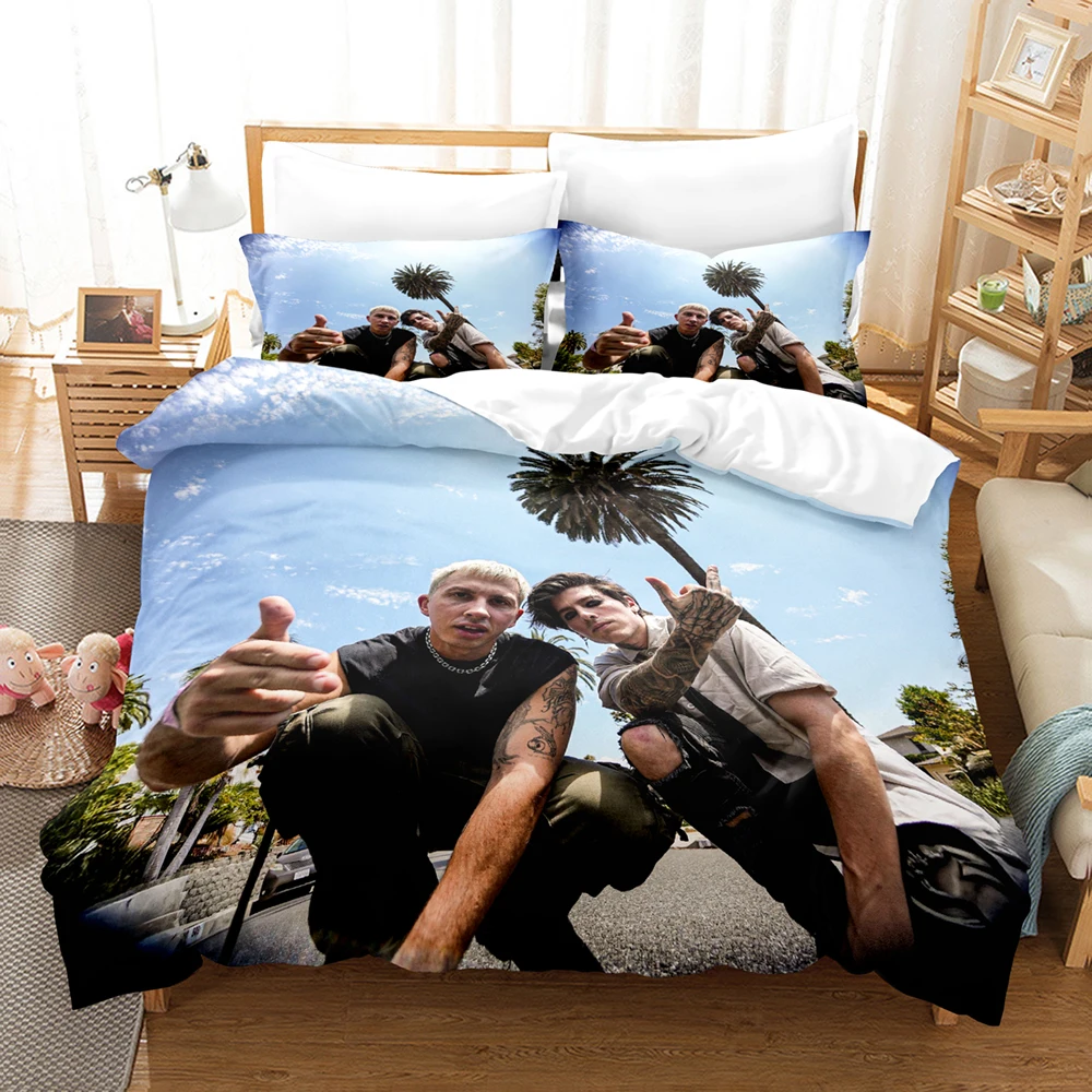 Tx2 Printed Duvet Cover + 2 Pillowcases Polyester Soft Bedding Set Rock Music Fan Home Decor, Bedroom Dorm Quilt Cover No Filler