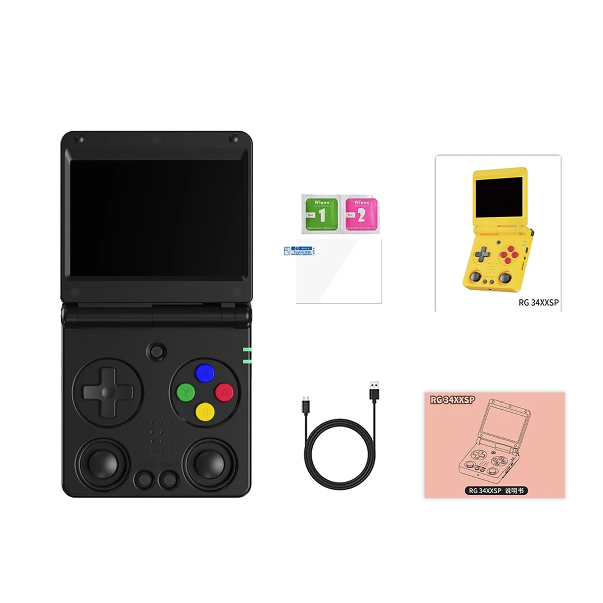 

Y04A RG34XXSP Flip Handheld Game Console 3.4 Inch IPS Screen 64G 5K Games 3300mAh Foldable WIFI Retro Video Gaming Player,D