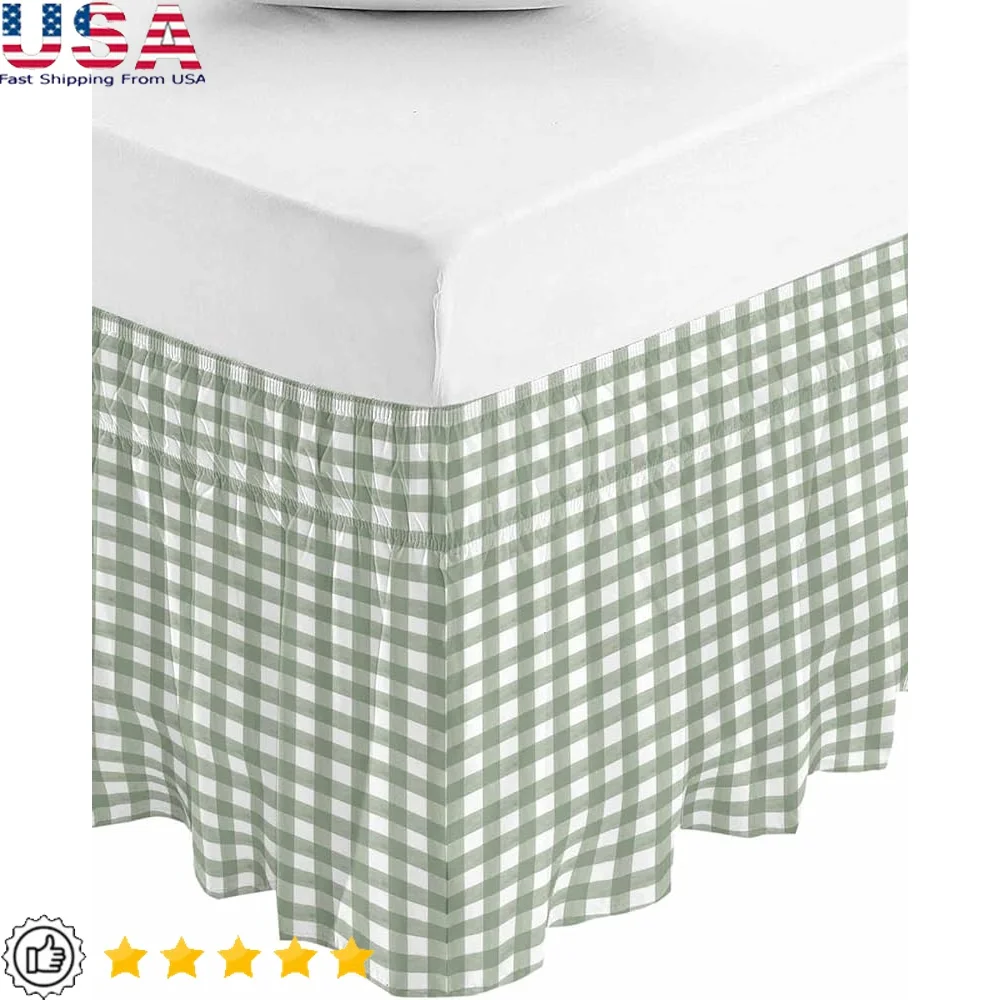 

Luxury King Size Adjustable Bed Skirt with 16 Inch Drop Dust Ruffle Easy Installation Elastic Band Soft Microfiber Fabric