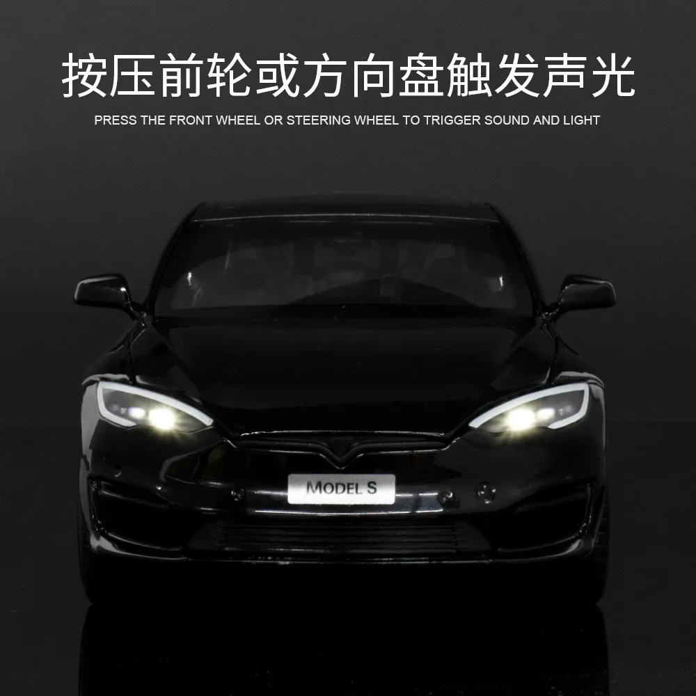 1:24 Tesla Model S Alloy Car Model Diecast Metal Toy Vehicle Car Model Simulation Collection Sound Light Kids Toy Gift C270