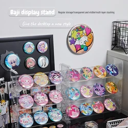 Anime Badge Display Rack Stackable Multi-Layer Transparent Display Rack Organizer for Anime Badges Collectibles Storage Box