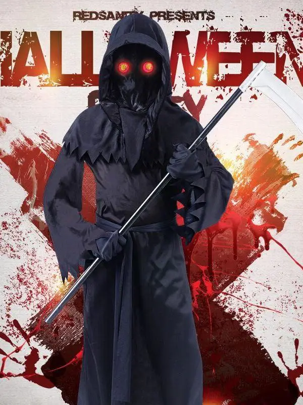 

loween Cosplay Costume Reaper Glowing Glasses Outfit Women's Ethnic Stage Wear iny Outfit Spring 2024 New Arrival