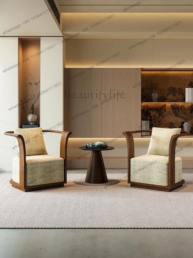 Solid Wood Sofa Chair Sales Office Hotel Lobby Beauty Salon Exhibition Hall Negotiation Reception One Table Two Chairs Set
