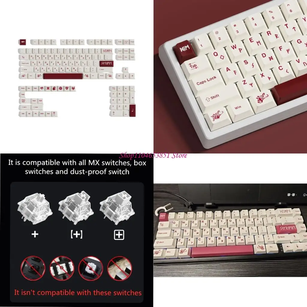 125Pcs PBT Blood Sacrifice Theme Keycap Dye Sublimations Keycaps Cover for Keyboards 