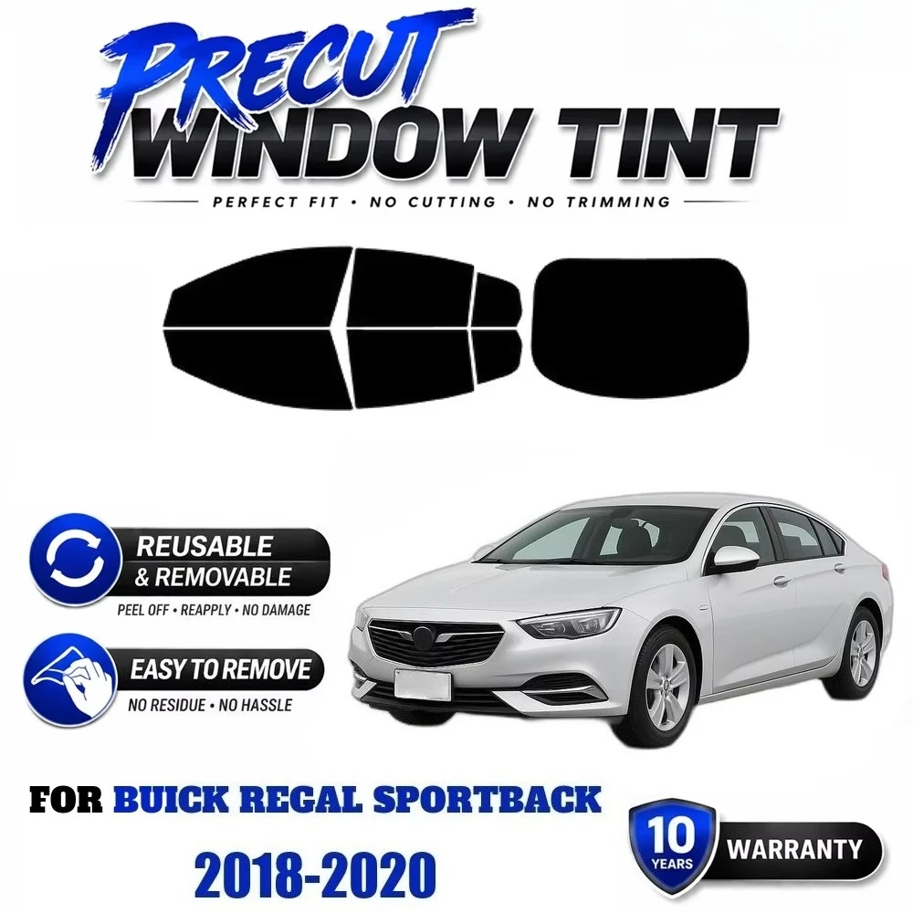 Reusable Removable EPU Precut Window Film Tailored for Buick Regal Sportback 2018-2020, Delivers Reliable UV and Heat Protection