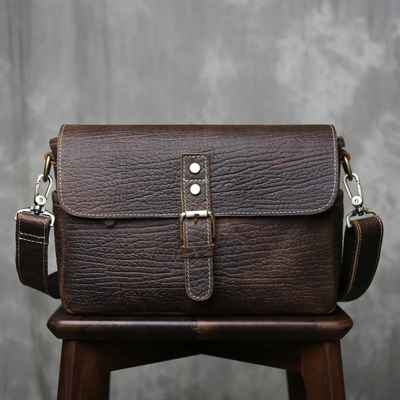 Men's Tree Leather Shoulder Bag Leather Casual Retro Versatile Crossbody Bag Top Layer Cowhide Handmade Cowhide Mailman Bag