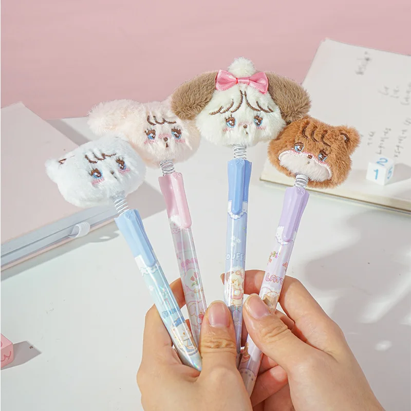 Kawaii Mikko High Appearance Neutral Pen 0.5mm Cartoon Plush Decoration Press Automatic Pen Anime Student Stationery Girl Gift