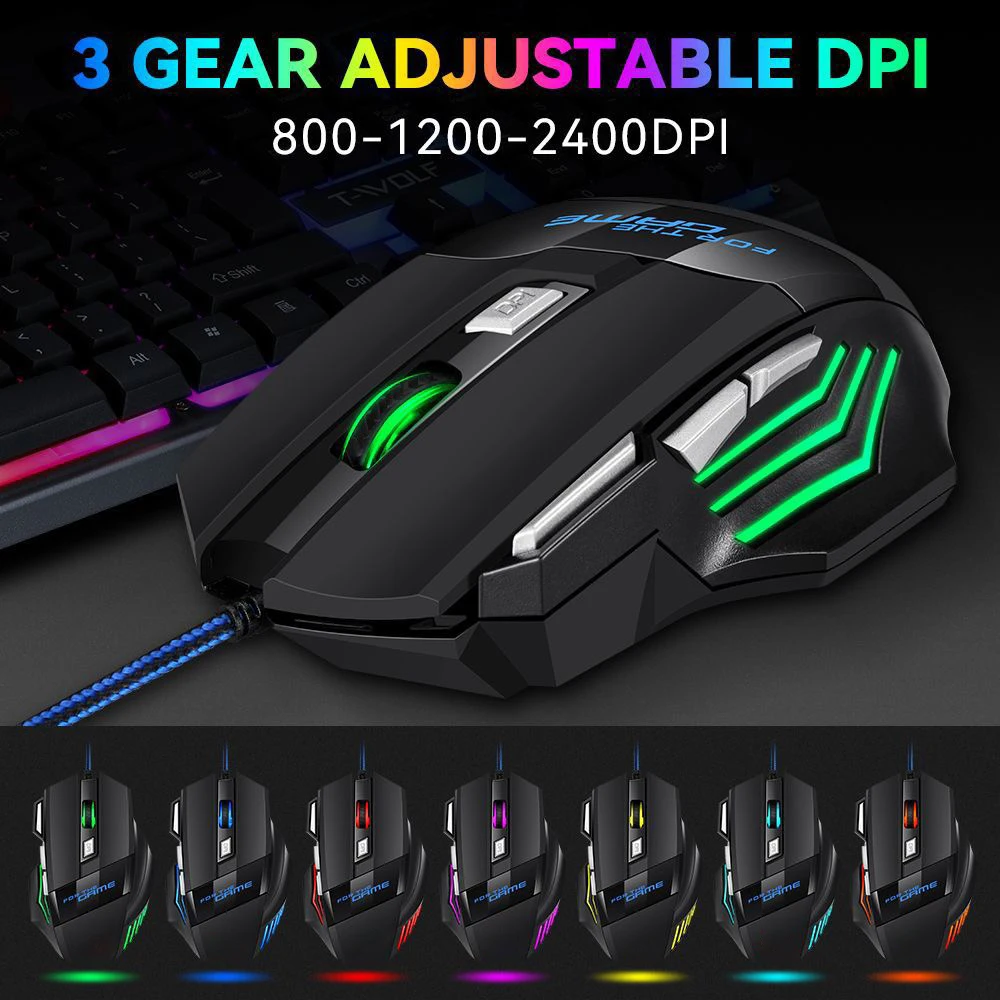M1 Mouse Wired Gaming Computer Office Accessories RGB Backlight Laptop USB Cable Mouse 3D 7-Button Laser Roller Ergonomic Skills