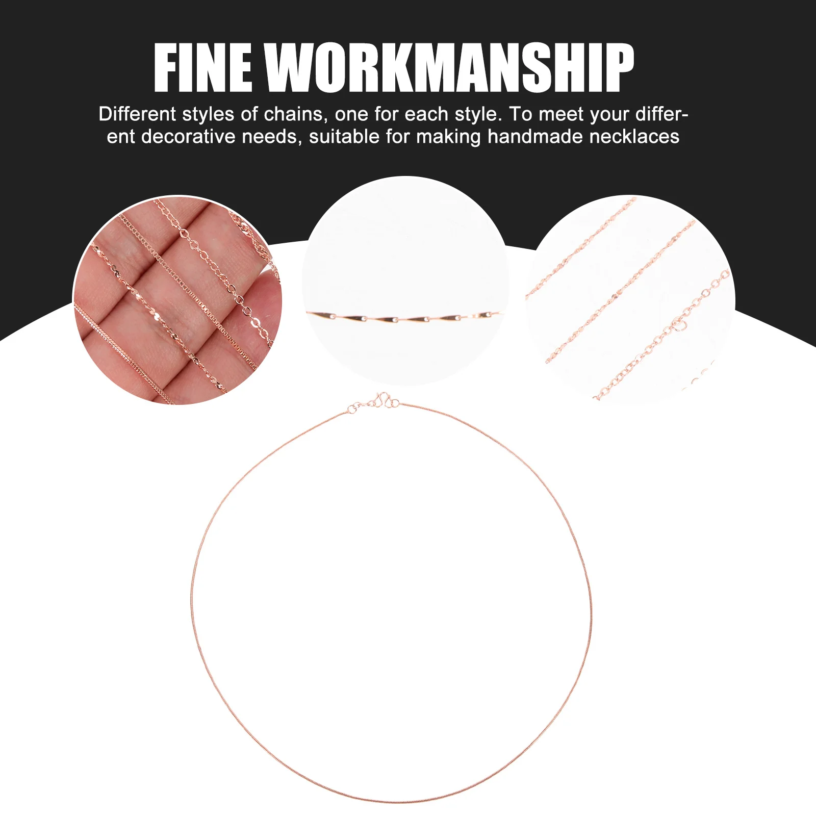 

6Pcs Rose Gold Necklace Chains DIY Supplies Copper Jewelry Making Thin Necklaces for Women Chains for Necklaces