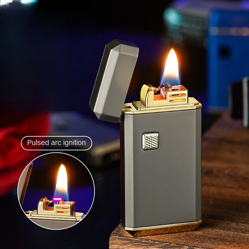 New Push-button Electronic Ignition Kerosene Lighter, Retro High-end Petrol-electric Hybrid Type-C Fast Charging Holiday Gift