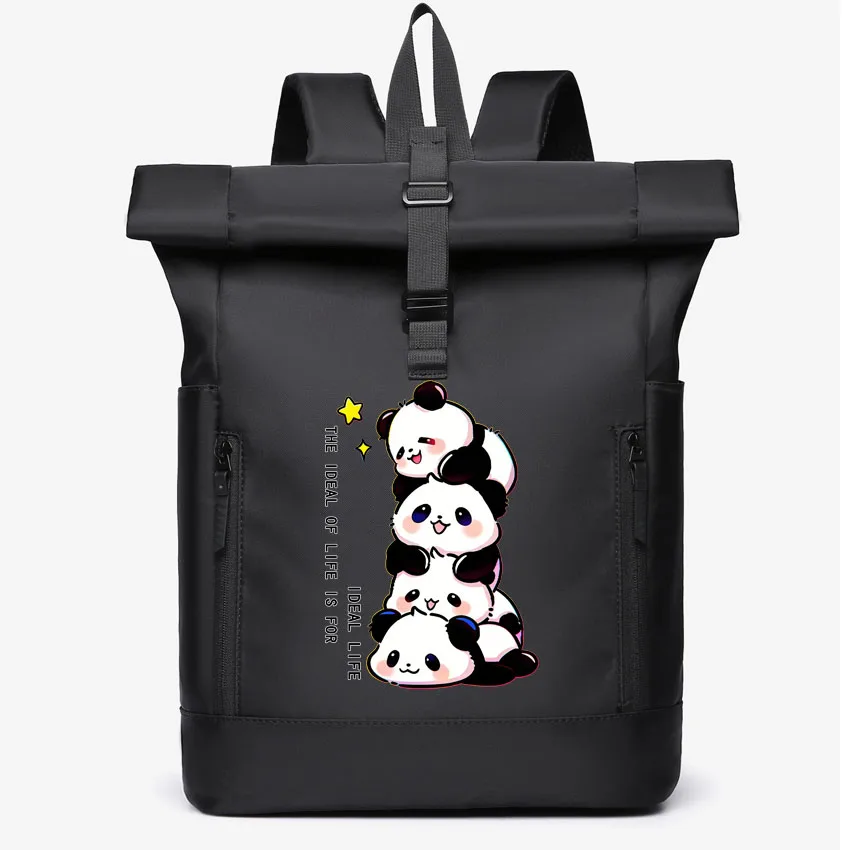 

Unisex Large Capacity Commuter Computer Backpack Cartoon Cute Treasure Panda Printed Business College Student Bookbag Trip Bag