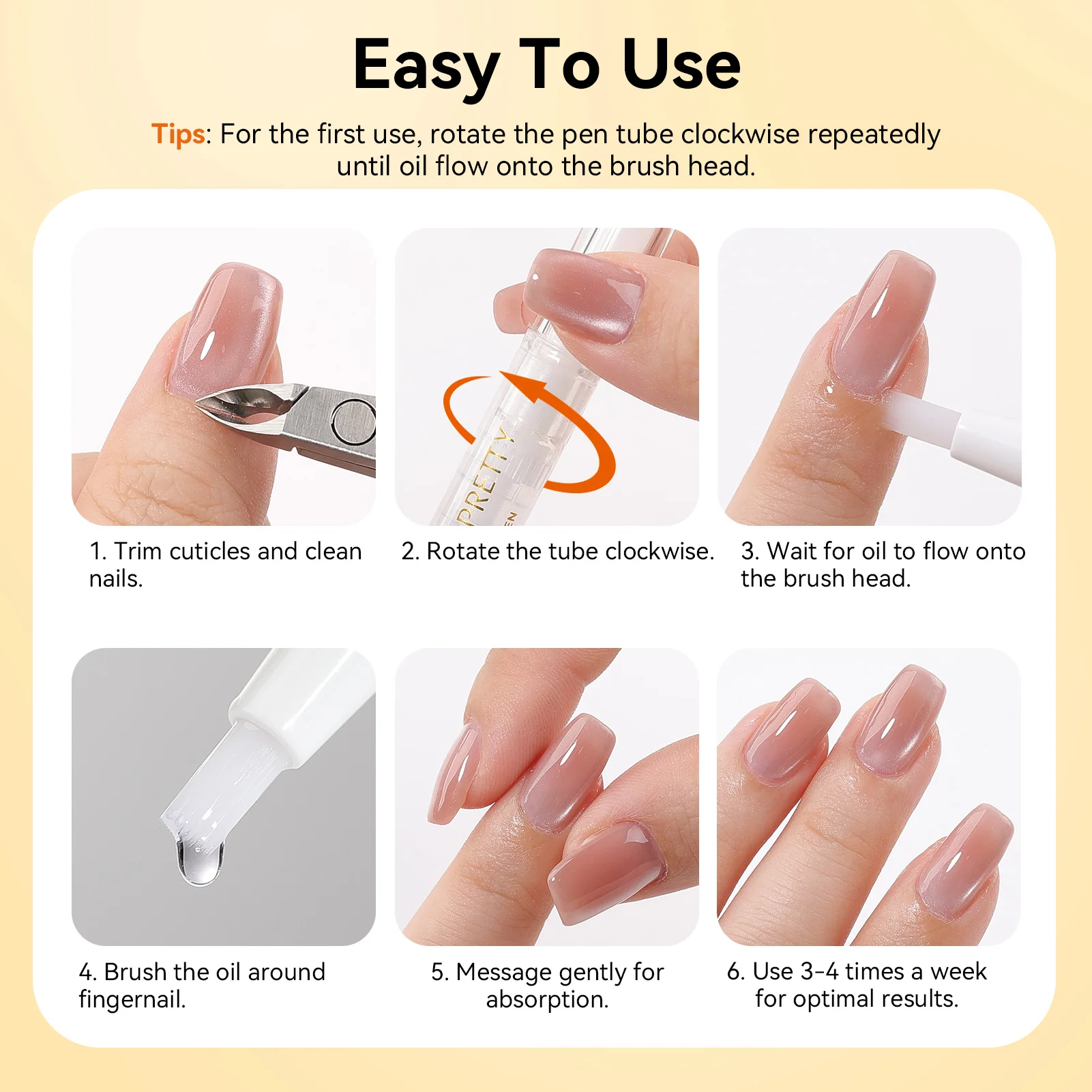 6 ชิ้น/เซ็ตเล็บโภชนาการน้ํามันปากกาเล็บปากกา Cuticle Revitalizer น้ํามันป้องกัน Agnail เล็บเจลบํารุงผิวปากกา