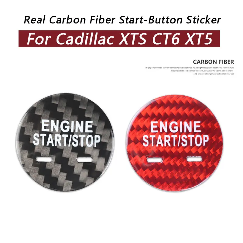 

Настоящая наклейка из углеродного волокна с одной кнопкой для Cadillac XTS CT6 XT5, модификация салона автомобиля из углеродного волокна, украшение