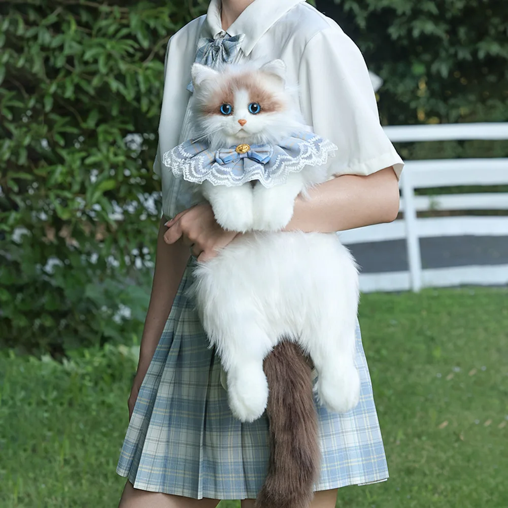 กระเป๋าเป้สะพายหลังตุ๊กตาแมวสมจริงการออกแบบแมวที่ไม่อาจต้านทานได้นุ่มสบายสามารถปรับได้ตุ๊กตาสัตว์เลี้ยงกระเป๋าเป้สะพายหลังปัจจุบันสหาย