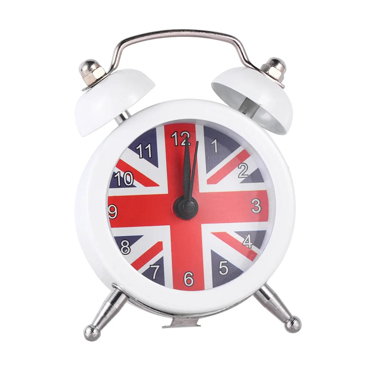 

Union Flag Pattern Desktop Alarm Clock White Silent Wake-Up Device For Bedside Dorm Home Decor Simple Time Display Alarm Clock