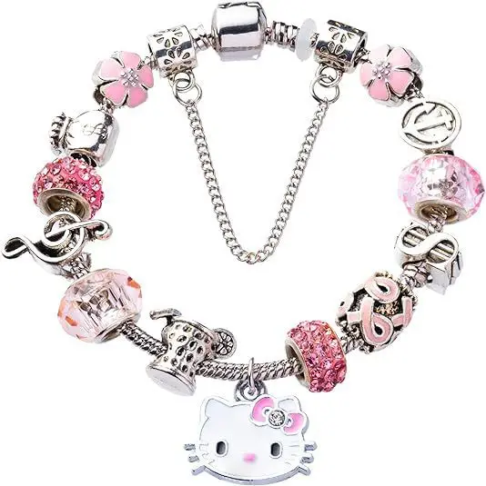 Sanrio Hello Kitty Y2K Bracelets Anime Kawaii Cinnamoroll My Melody Silver Rhinestone Women\'S Girls Jewelry Accessories Gifts