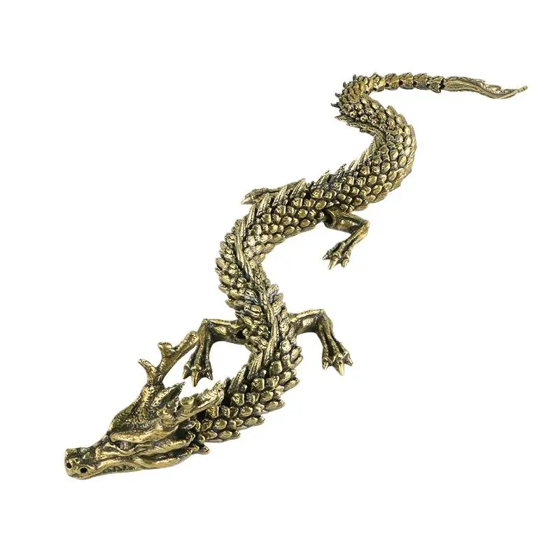 1pc 2026 Moveable Body Joints Antique Alloy Lucky Dragon Desktop Office Crafts 3D Dragon Statue Ornament Home Decoration Gifts