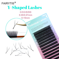 FAIRYTIS 12 Rows YY Shape C D CC DD Curl Individual Eyelash Extensions Hand Made Soft Natural False Eyelashes Extension Y Lashes