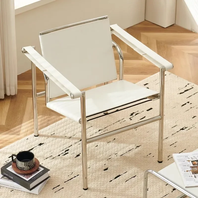 Le Corbusier Italian Style Single Sofa Chair Designer Vintage Single Chair Stainless Steel Leisure Chair - Image 4