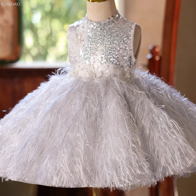 

Kids Girls Puffy Tulle PrincessBirthday Celebration Host Pageant Formal Dresses Party Dress Birthday Party Children Gown for