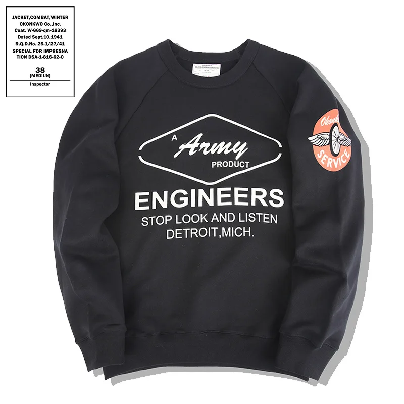 

New autumn and winter_Ami Khaki heavy 520g raglan sleeves printed terry bottom thick pullover sweatshirt