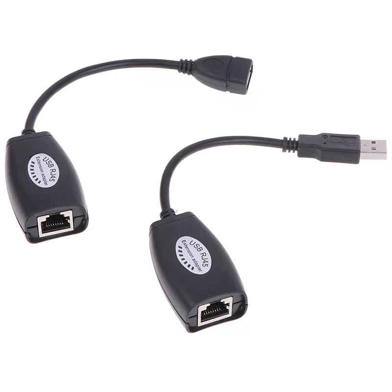 2Pcs/Set USB UTP Extender Adapter Over Single RJ45 Ethernet CAT5E 6 Cable Up to 150ft