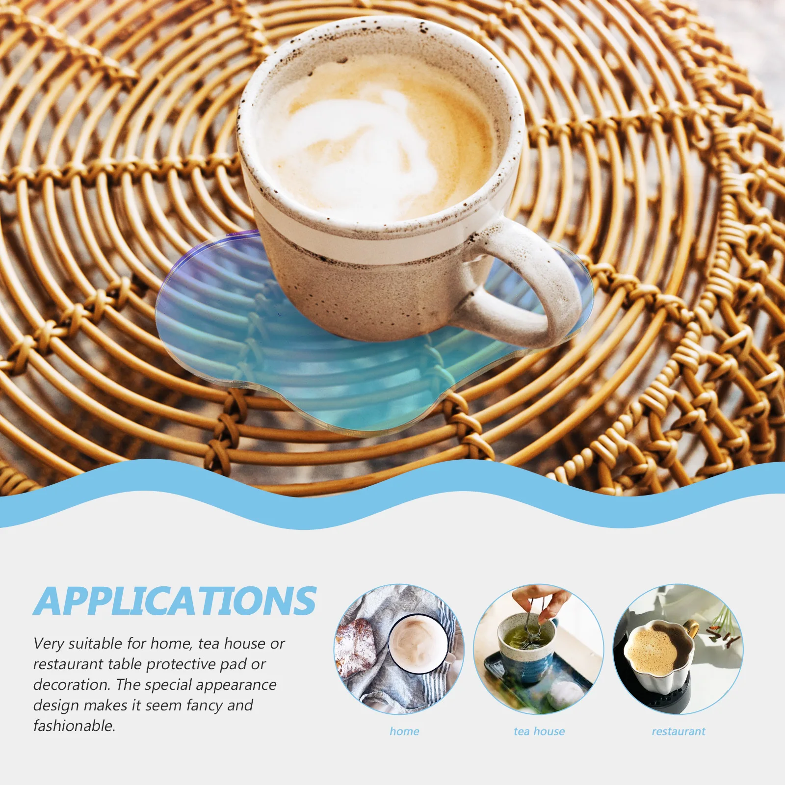 

Irregular Acrylic Coaster Decorative Plate Creative Cup Holder Protective Pad Photography Prop for Home Tea House Restaurant