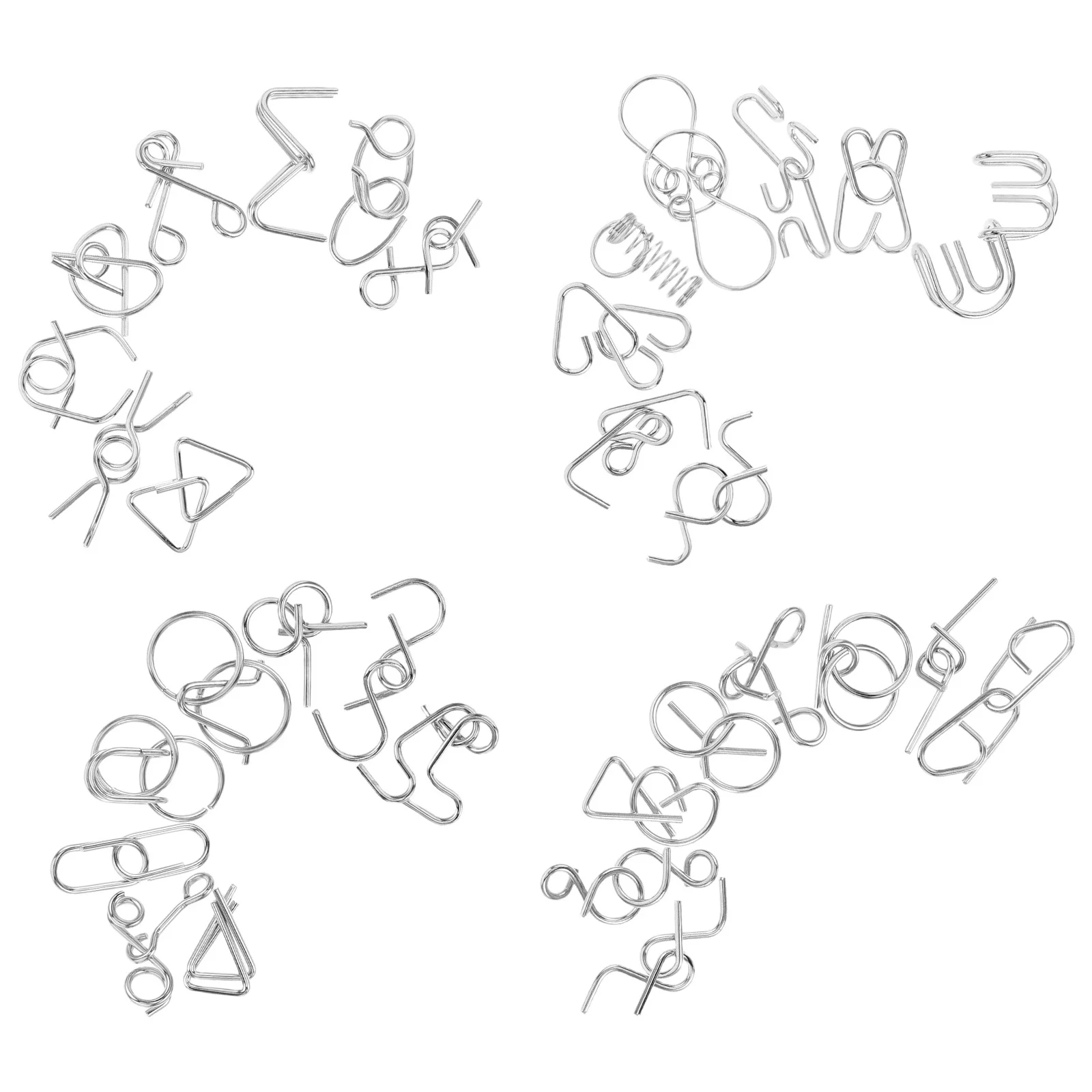 32-teiliges Legierungs-Puzzle-Set mit neun Ringen, Metalldraht, Denkaufgabe, Intelligenzschloss, Herausforderung, Entwirrung, Metall-Puzzlespiel für Kinder