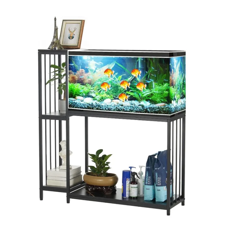 

Трансграничная льготная черная стойка для аквариума из кованого железа с боковым шкафом, многофункциональная стойка для внутреннего и наружного использования.