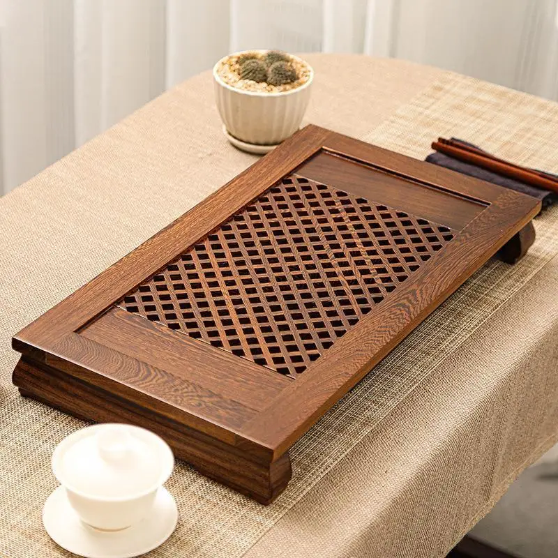 

Chicken wing wood tea tray Solid wood Kung Fu set Drawer type table Water storage tray Drainage sea Household simple