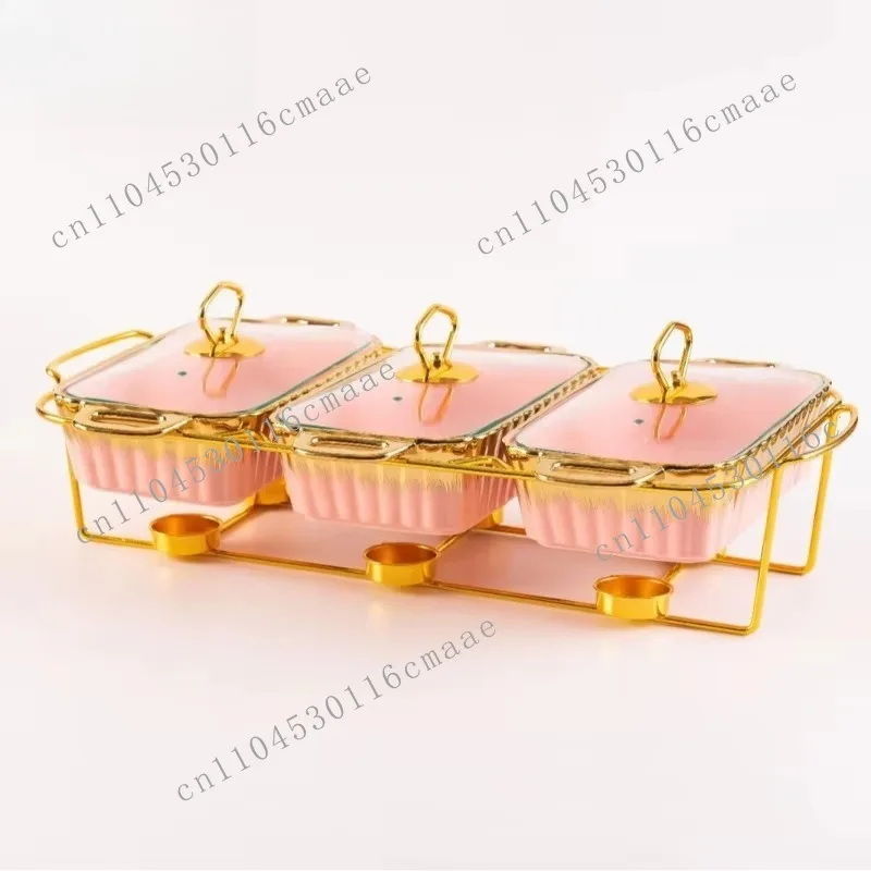 

Шведская плита, 3 предмета, роскошная керамическая кастрюля для супа, золотая стойка, жаровня, домашний подогреватель еды