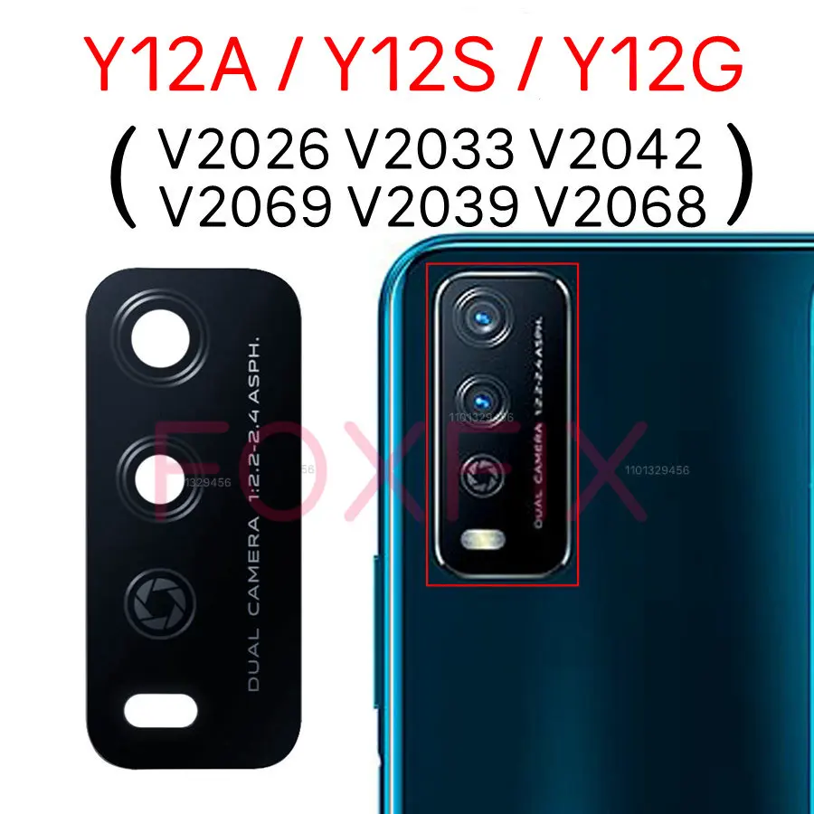 Rear Back Camera Glass Lens For VIVO Y12S Y12A Y20 Y20S Y76 Y77 5G Replacement With Adhesive V2069 V2124 V2169 V2026 V2029 V2043