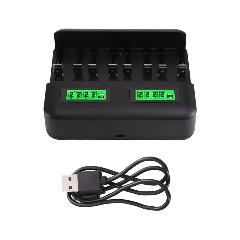 Voltvibe-Smart LCD 8-Bay For AA For AAA C D Ni-MH Battery With Type-C Input