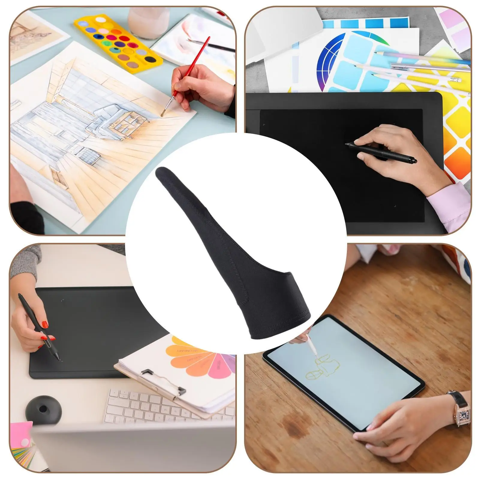 2本指の防汚ペイントグローブ,左右の描画タブレット,iPadスクリーンボード