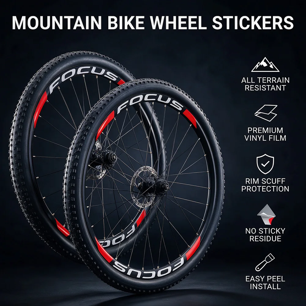 9Pcs/set FOCUS MTB Wheel Rim Decals Waterproof Self-adhesive Vinyl Sticker For Mountain Bike Rim Decor Cycling Accessories
