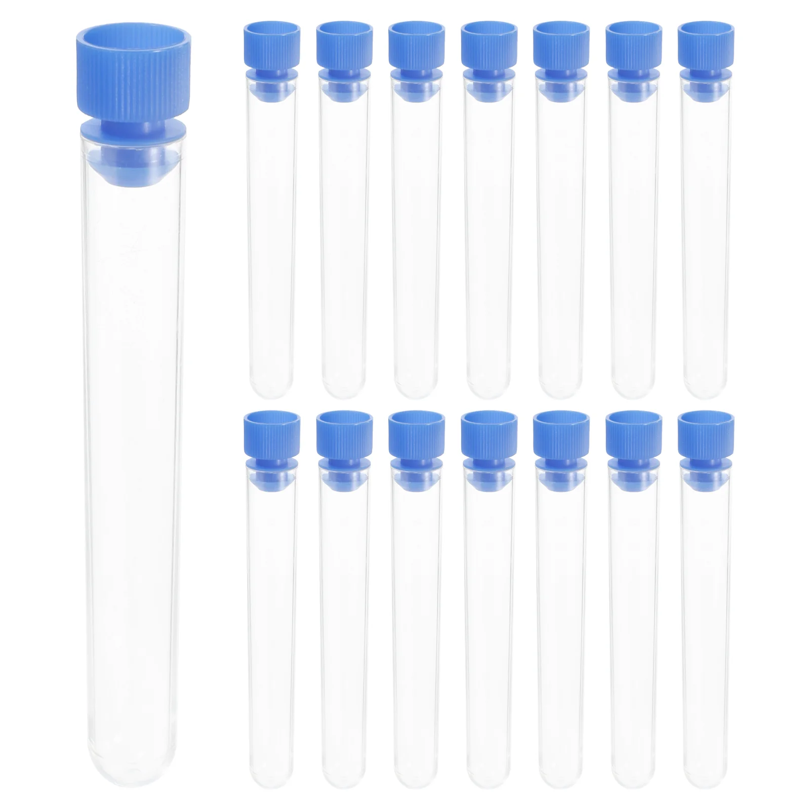 

50 Pcs Laboratory Transparent Test Tube Sampling Free with Cork Scientific Experiments Tubes Cover Plastic Storage Vials