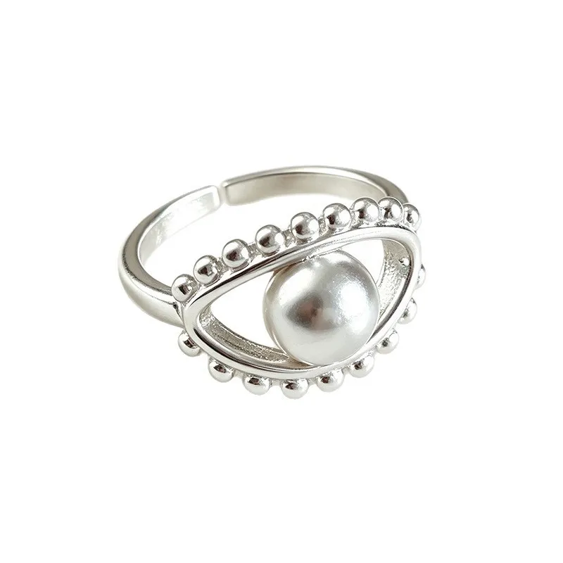 GANPUP Vintage Silberfarbener Augenperlen Verstellbarer Fingerring für Frauen Kreativer Modeschmuck Neues Geschenk für Paare Party Urlaub – Detail 7